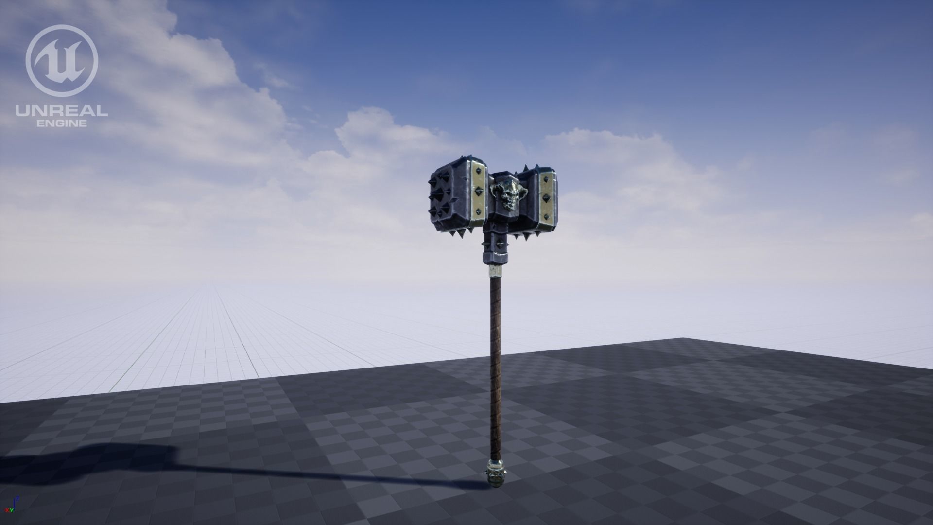 Spiked warhammer Low-poly 3D model_8