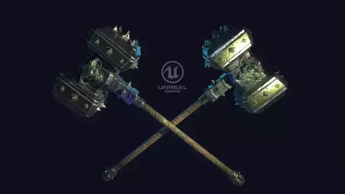 Spiked warhammer Low-poly 3D model