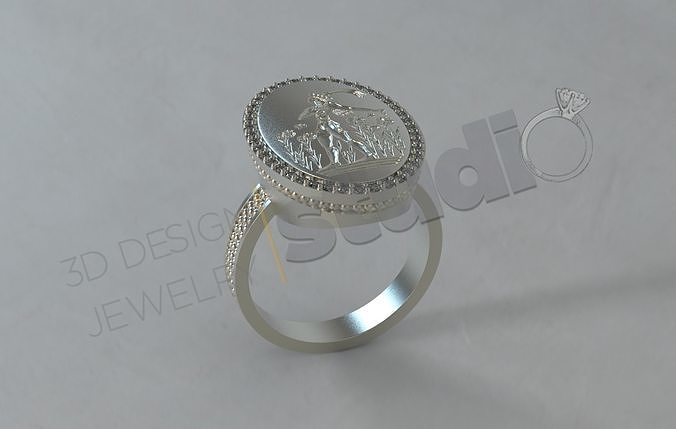 Luxury ring with Minoan prince of Knossos  3D print model