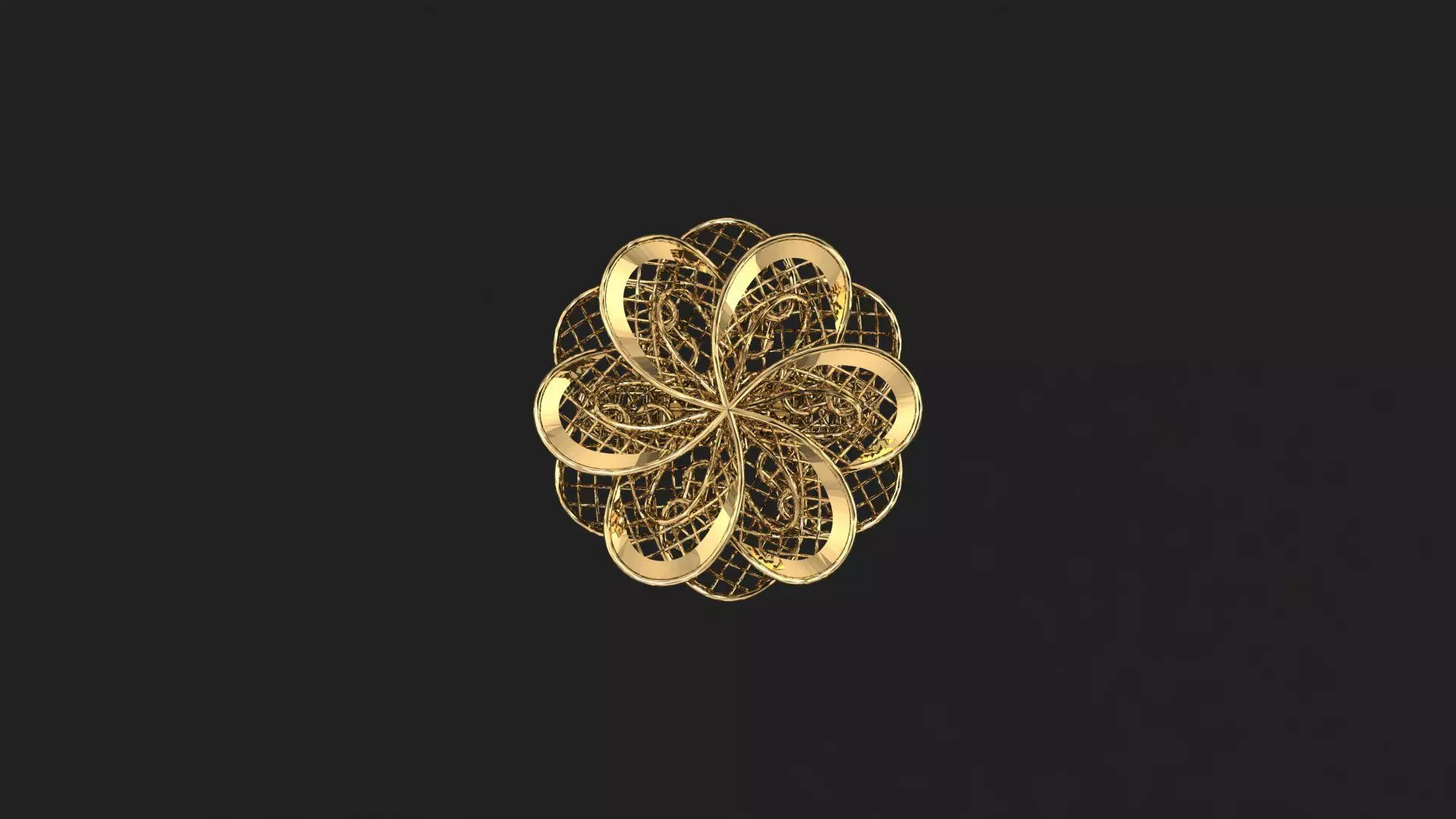 AR-TRK-Z074 gold flower 3D print model_0