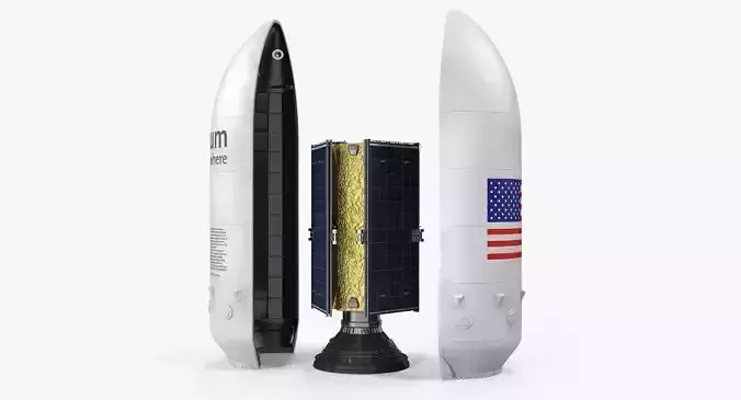 Falcoln 9 Payload with Communications Satellite 3D model