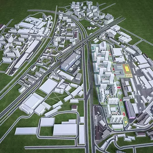Urban Area 01 Low-poly 3D model 3