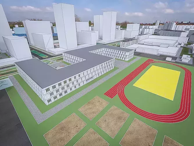 Urban Area 01 Low-poly 3D model 7