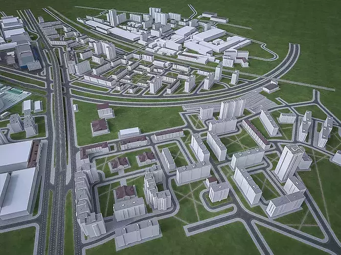 Urban Area 01 Low-poly 3D model 6