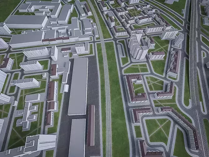 Urban Area 01 Low-poly 3D model 5