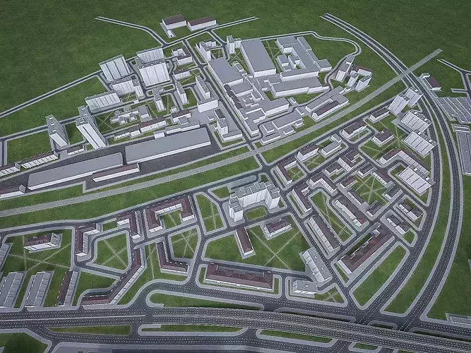 Urban Area 01 Low-poly 3D model 2