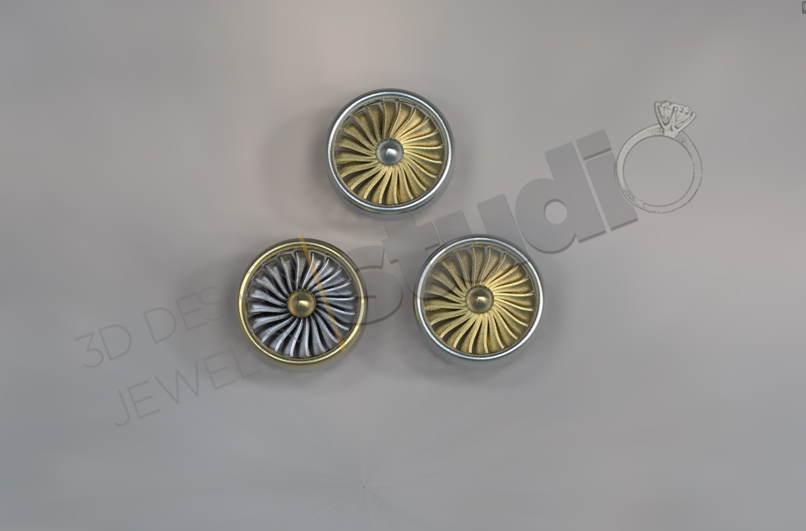 Cufflinks jewelry Aeroplanes Turbine design 3D print model_4