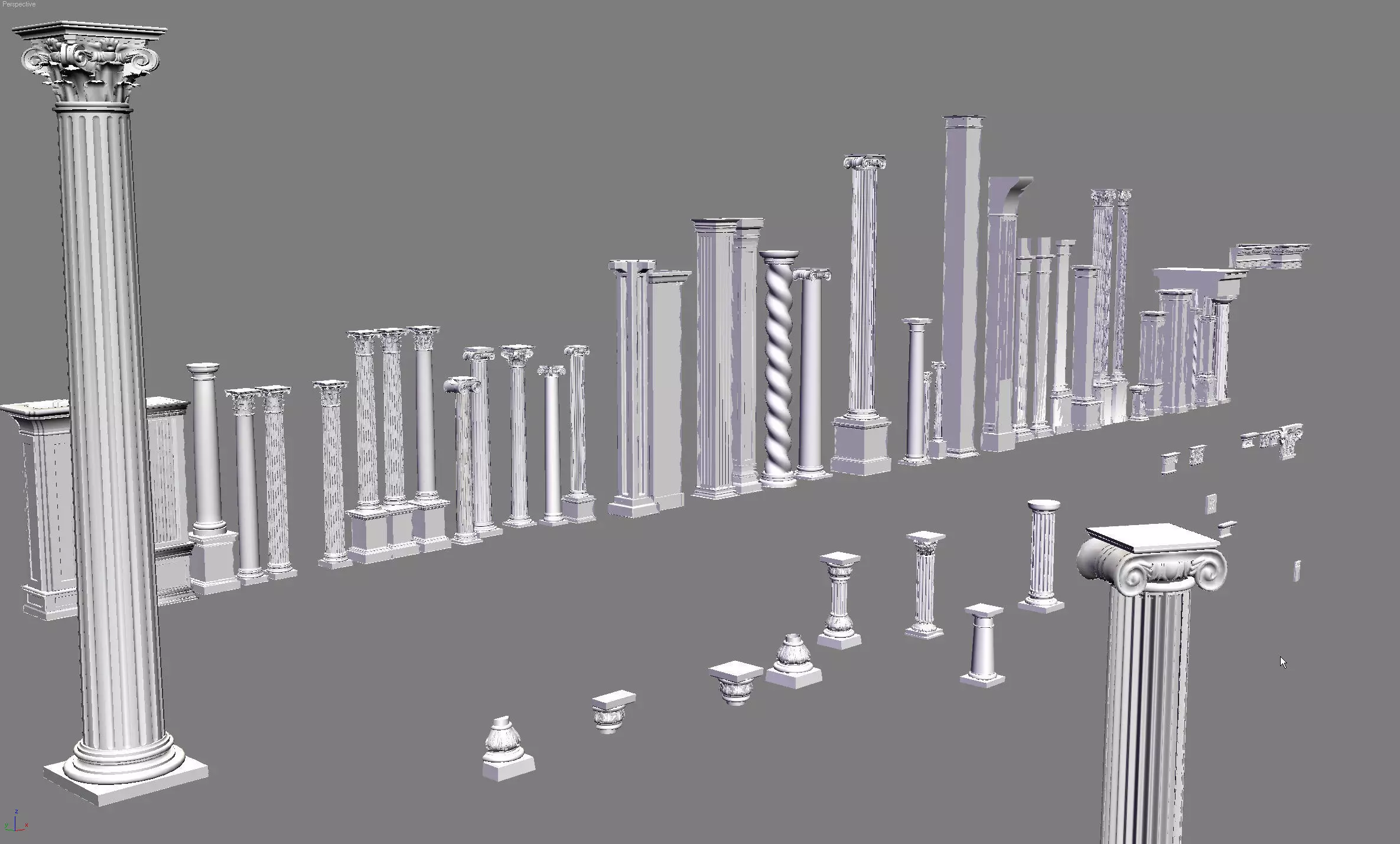 Classic columns collection  3D model_0