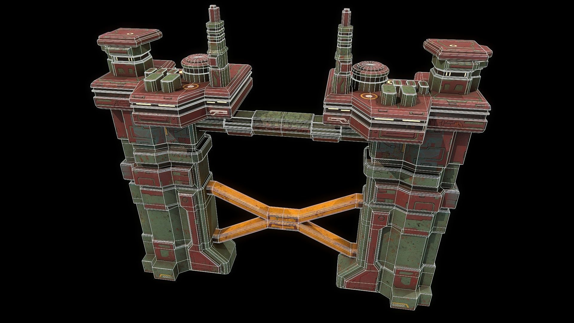 3D model Low poly sci fi industrial building environment asset VR / AR ...