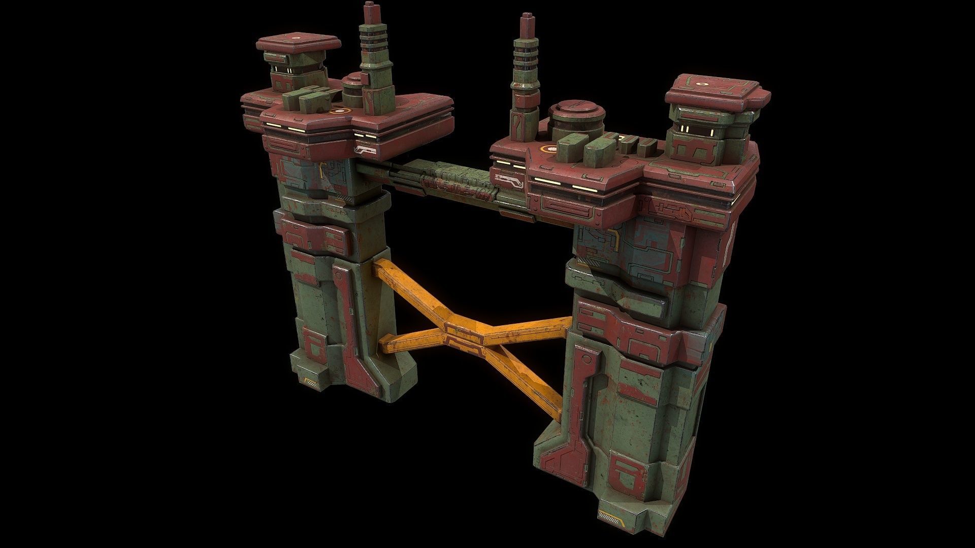 3D model Low poly sci fi industrial building environment asset VR / AR ...