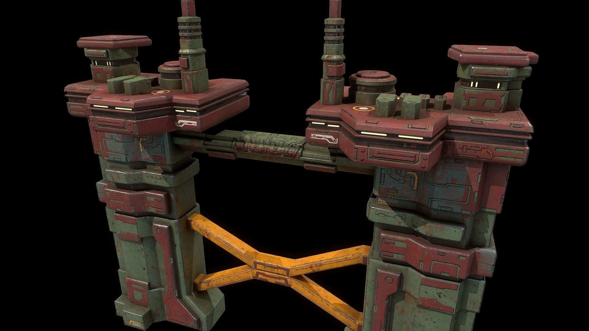 3D model Low poly sci fi industrial building environment asset VR / AR ...
