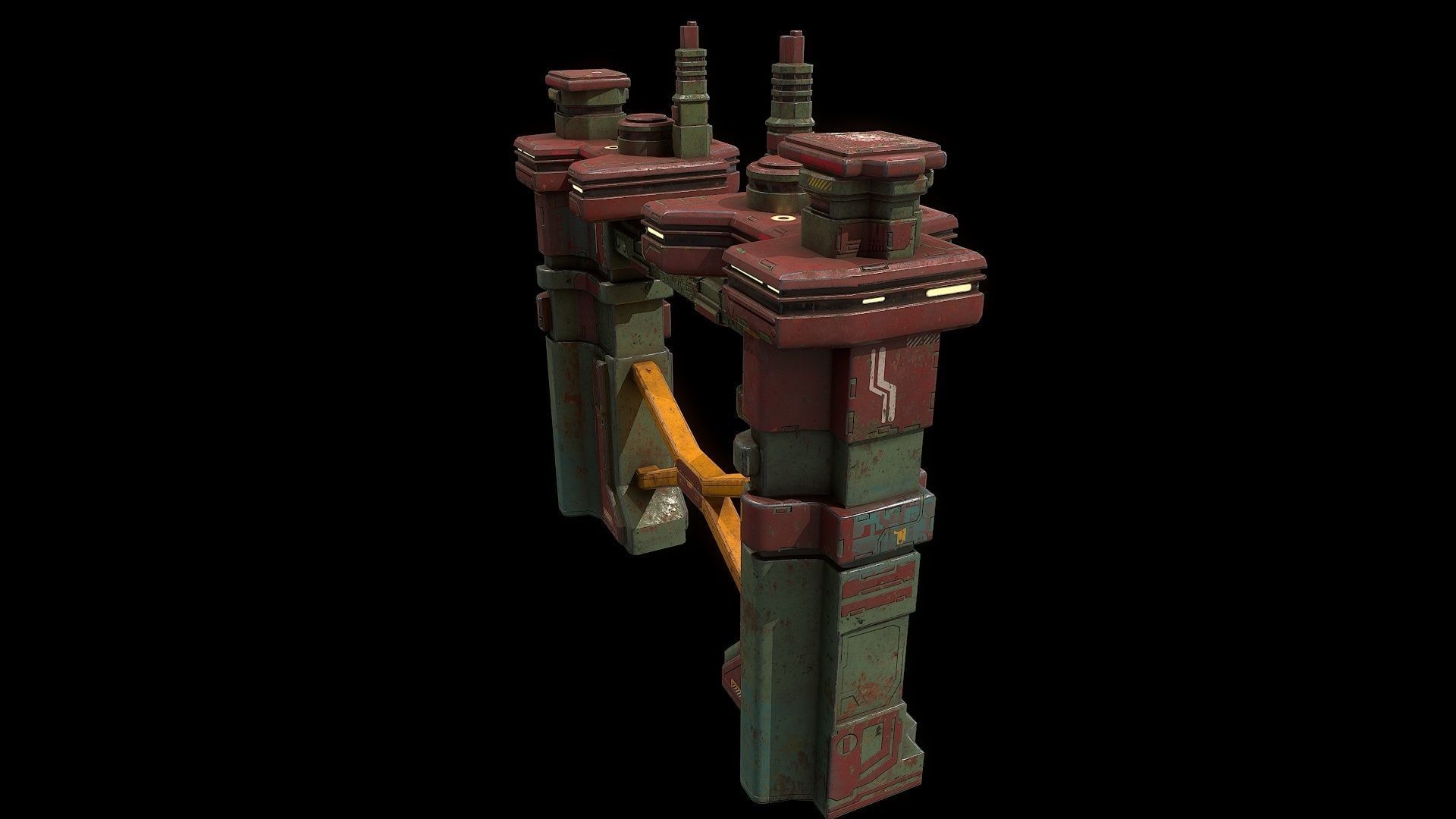 3D model Low poly sci fi industrial building environment asset VR / AR ...