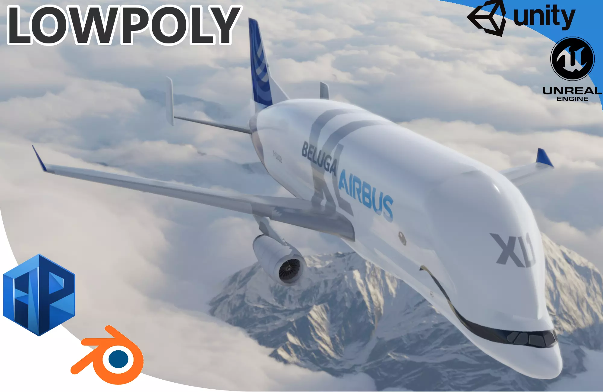 Airbus Beluga XL Low-poly 3D model_0