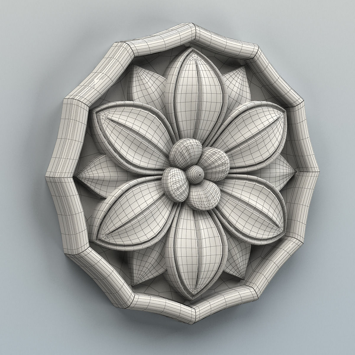 Round rosette 006 3D model_4