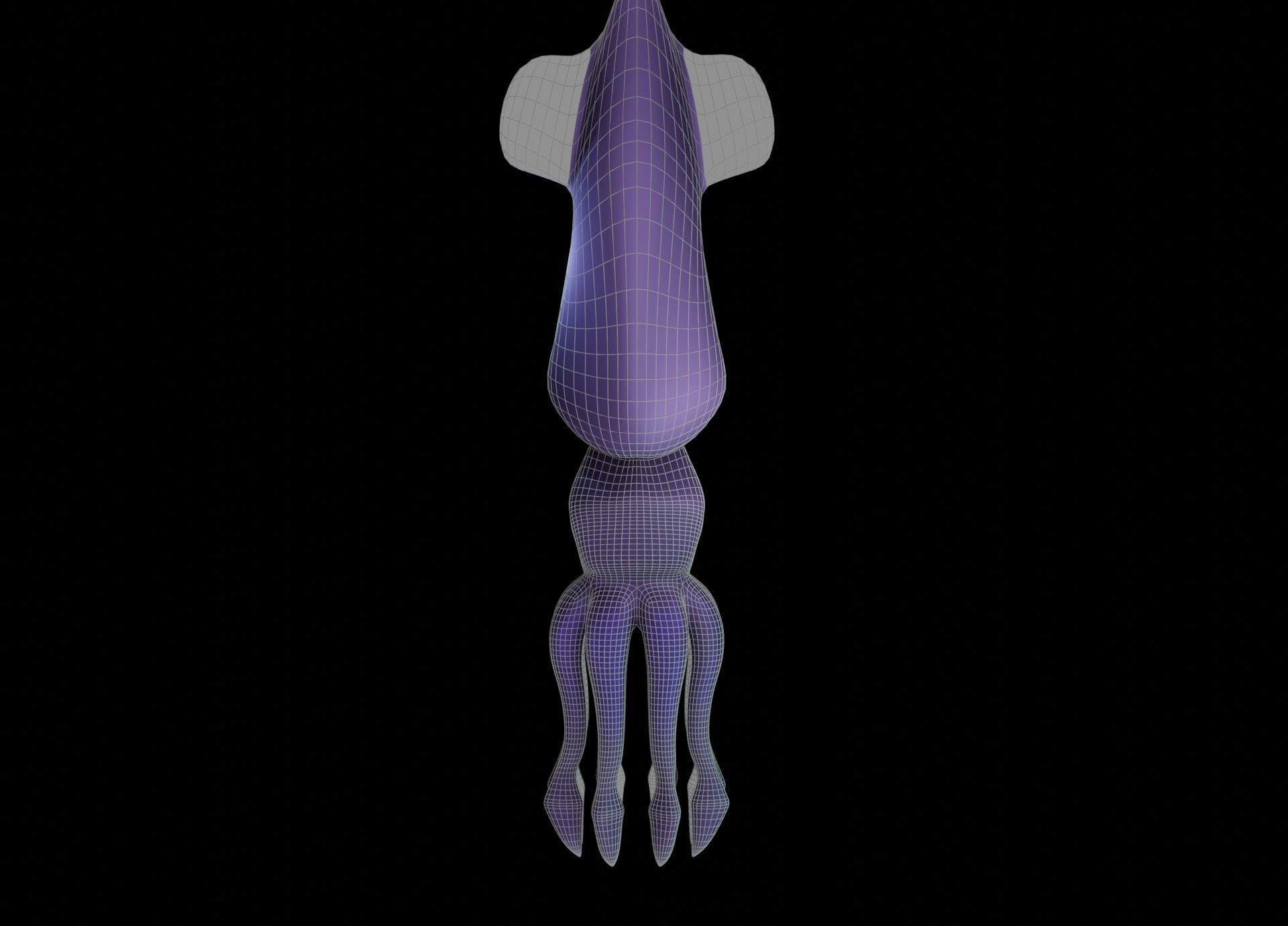 LowPoly Small Squid Low-poly 3D model_42