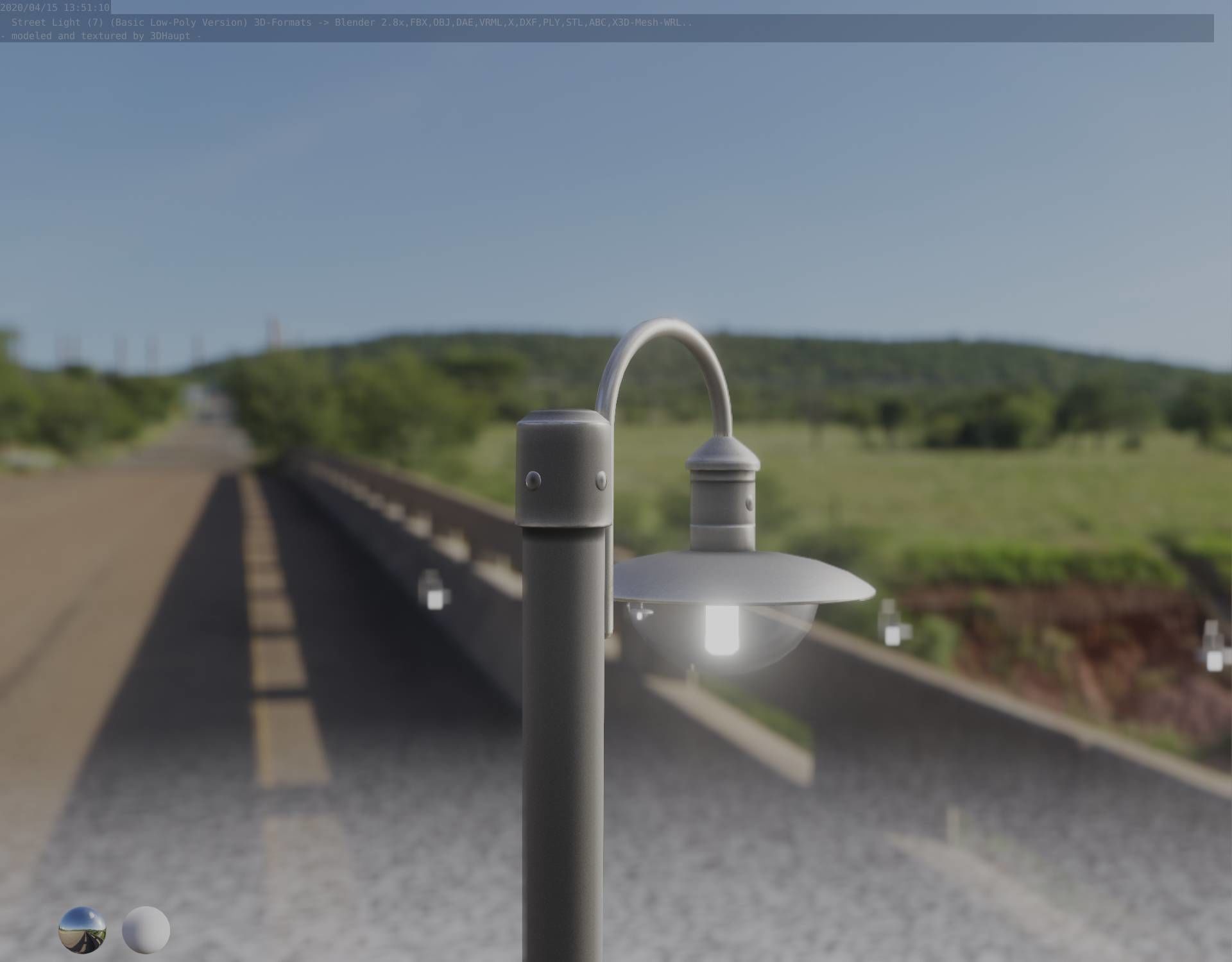 Street Light -7- Basic Version -1 Lamp- Low-poly 3D model_7