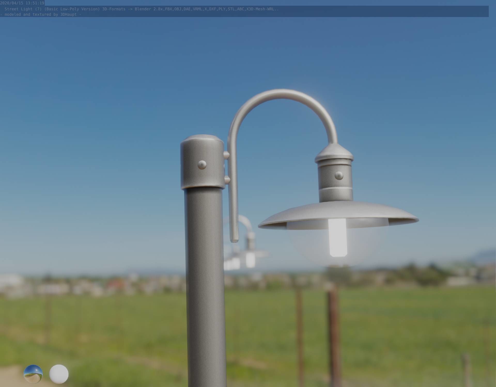 Street Light -7- Basic Version -1 Lamp- Low-poly 3D model_9