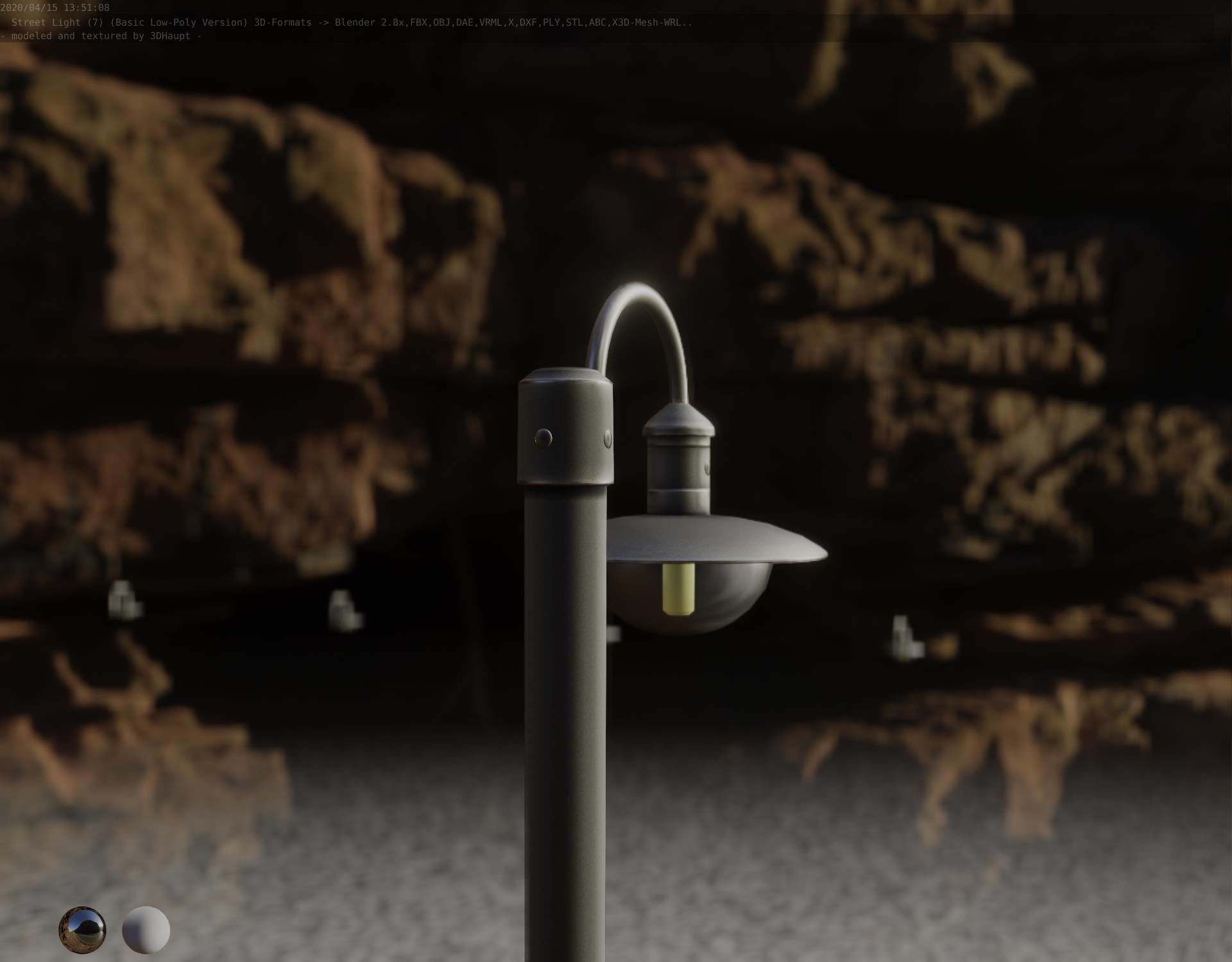 Street Light -7- Basic Version -1 Lamp- Low-poly 3D model_12