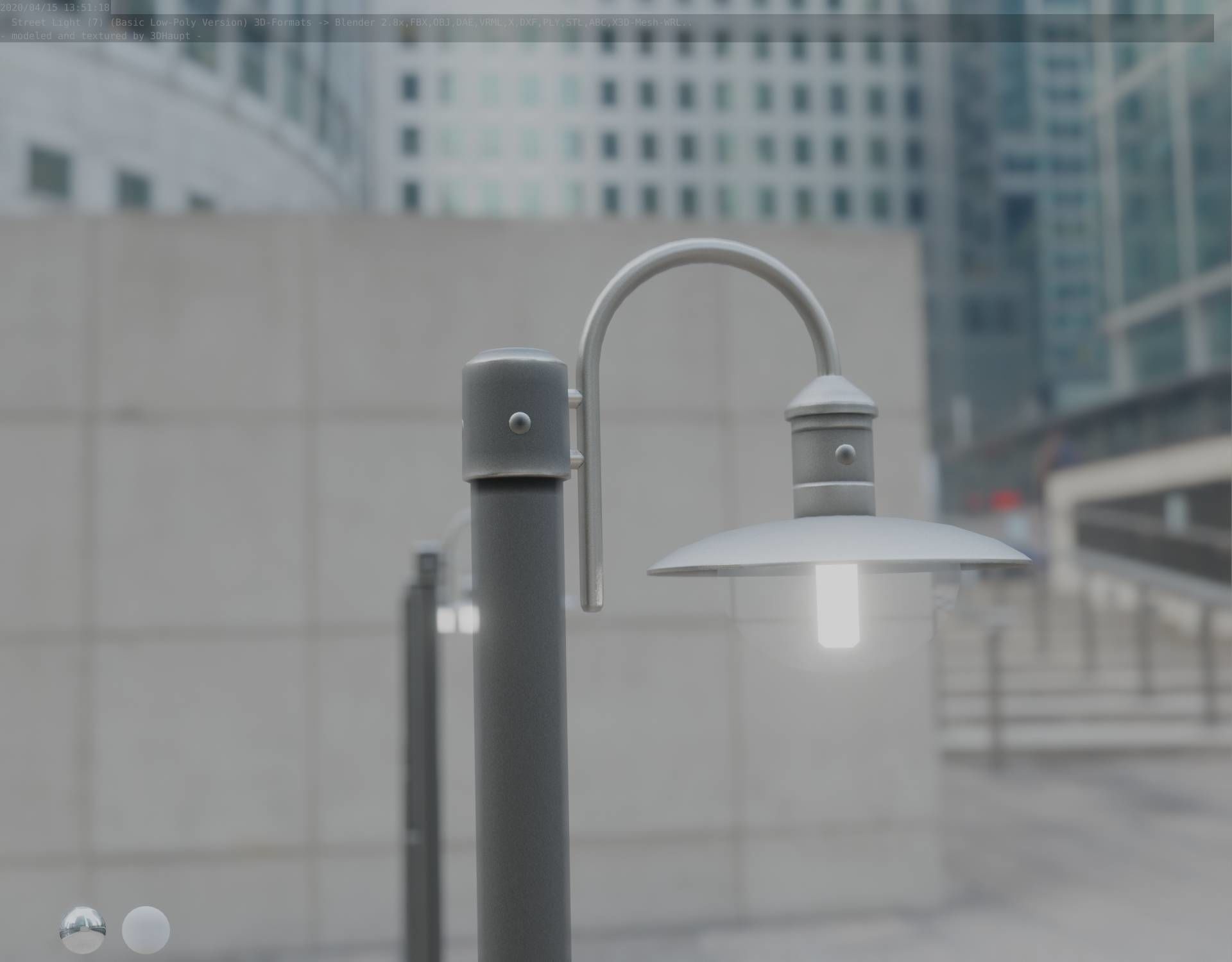 Street Light -7- Basic Version -1 Lamp- Low-poly 3D model_41