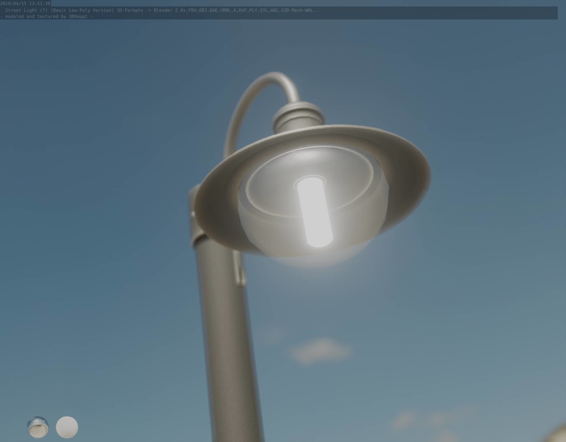 Street Light -7- Basic Version -1 Lamp- Low-poly 3D model_3