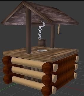 well log cabin with water fountain Free 3D model