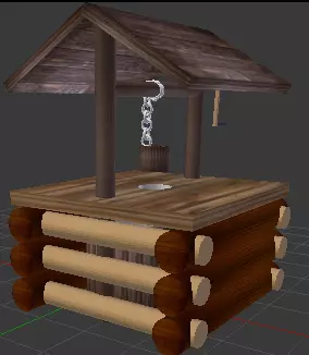 well log cabin with water fountain Free 3D model