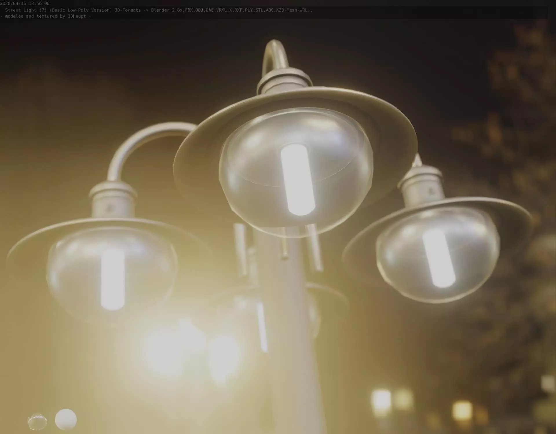 Street Light -7- Basic Version -4 Lamp- Low-poly 3D model