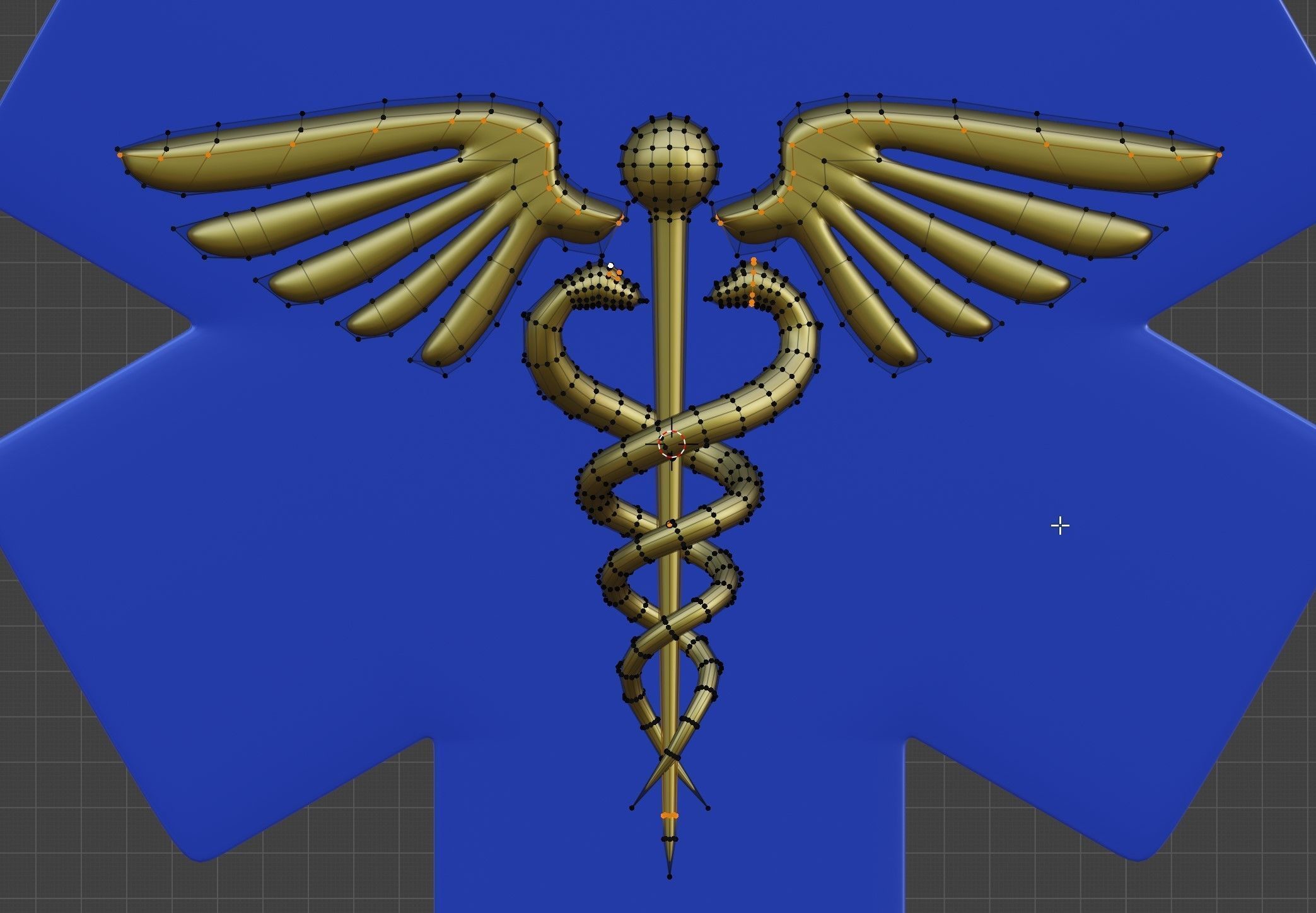 Caduceus medical symbol 3D model_2