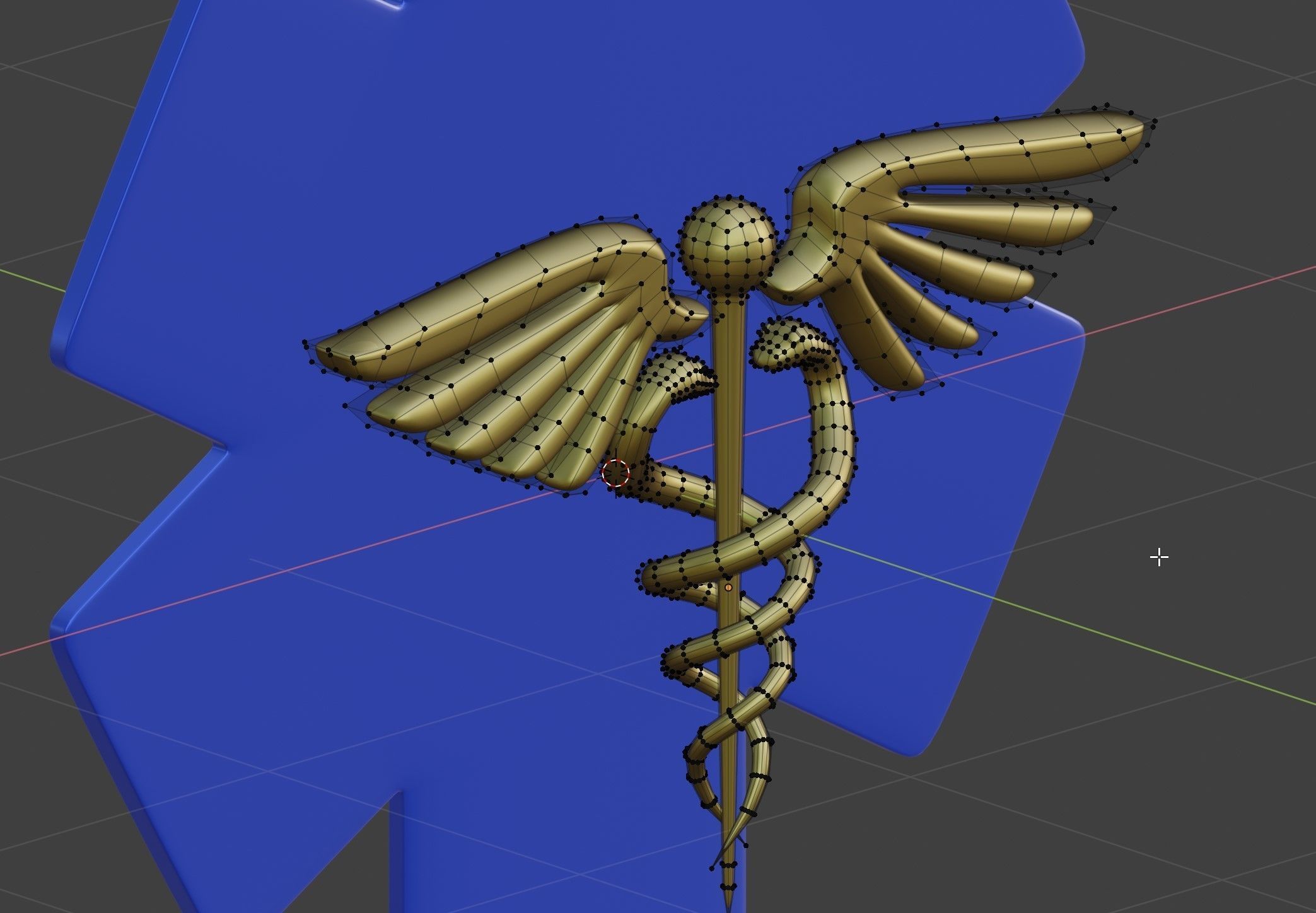 Caduceus medical symbol 3D model_3