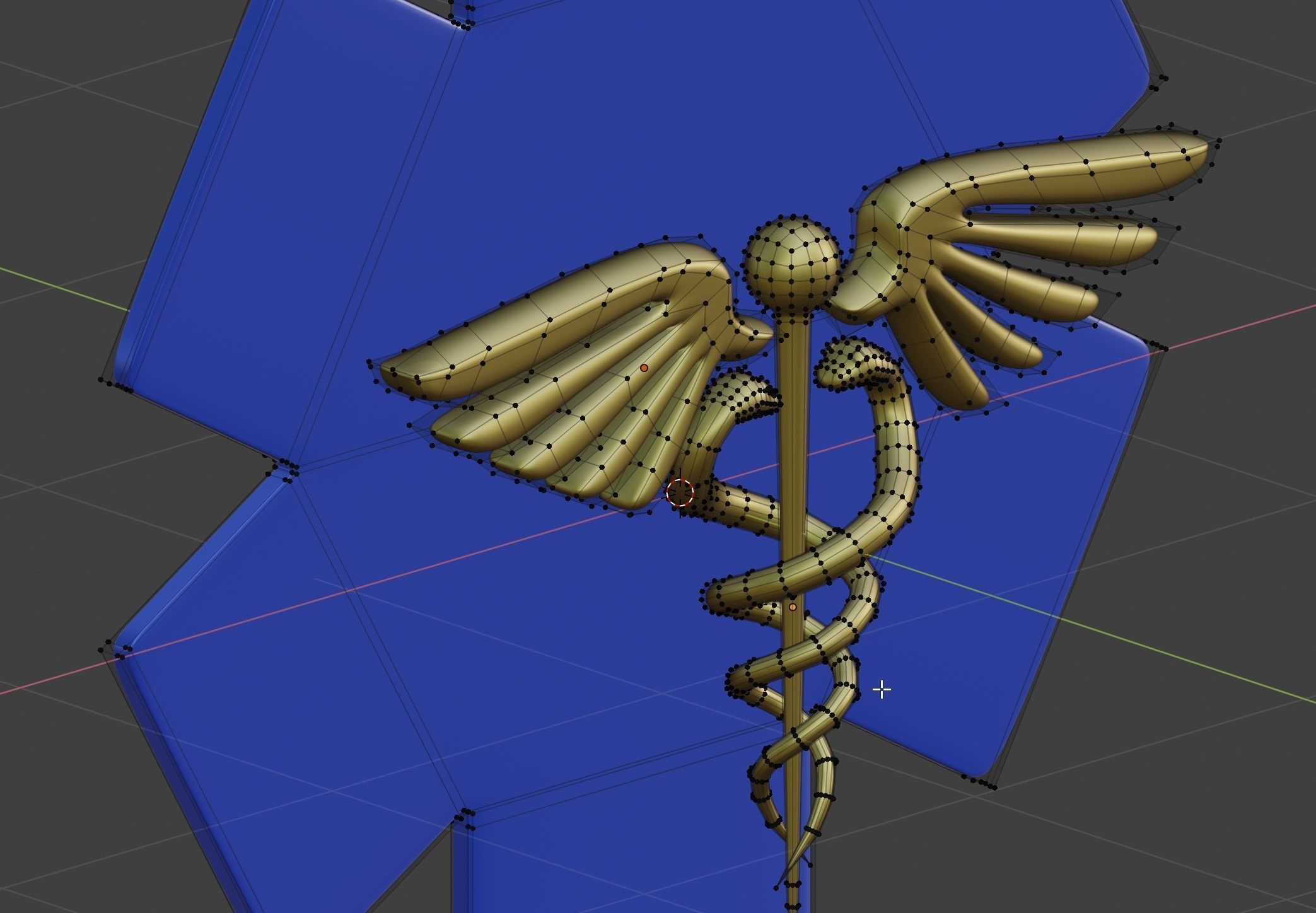 Caduceus medical symbol 3D model_4