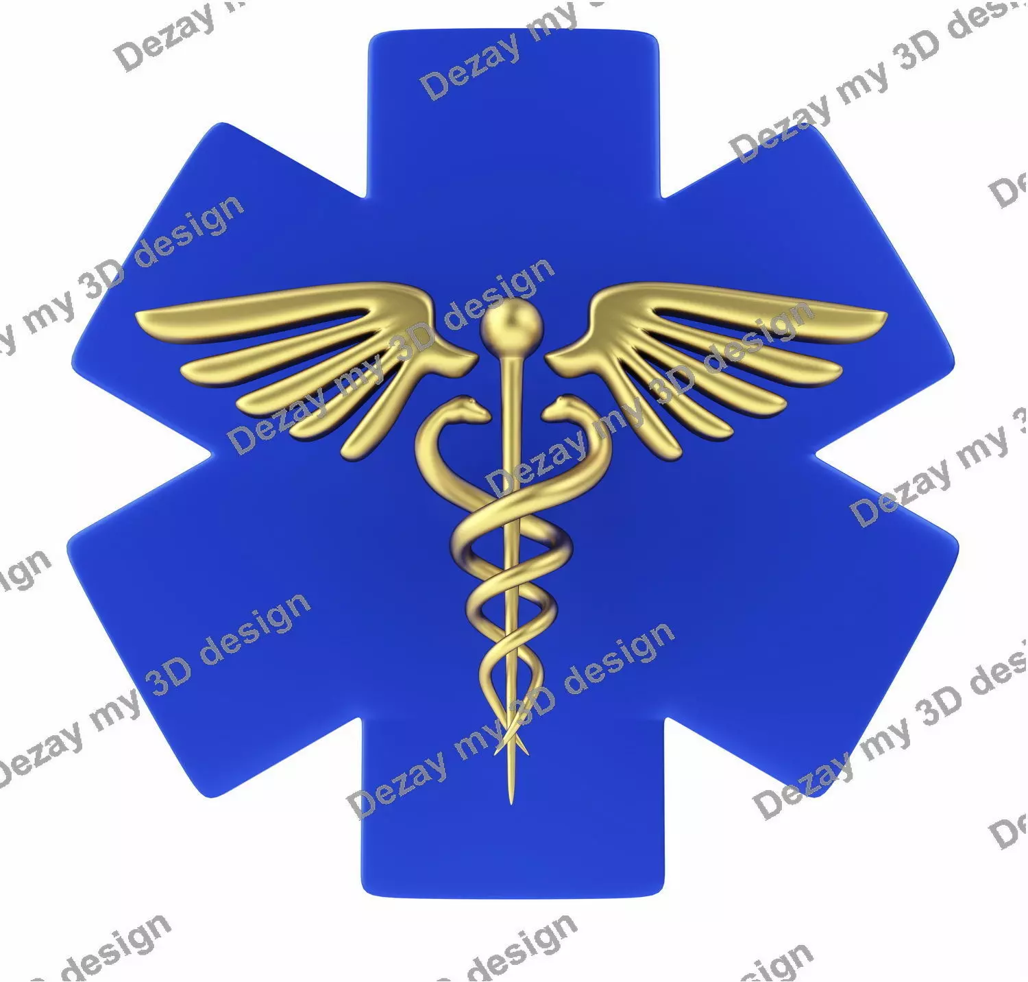 Caduceus medical symbol 3D model_0