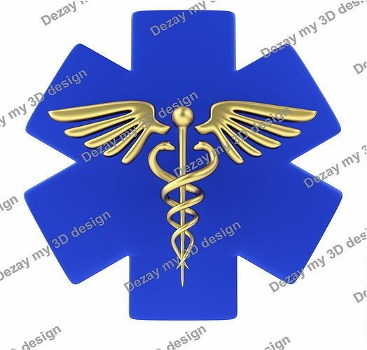 Caduceus medical symbol 3D model