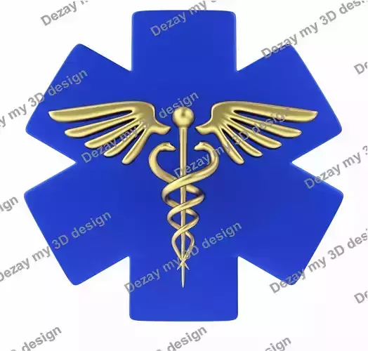 Caduceus medical symbol 3D model