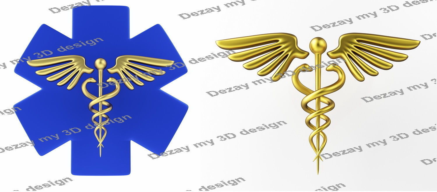 Caduceus medical symbol 3D model_1