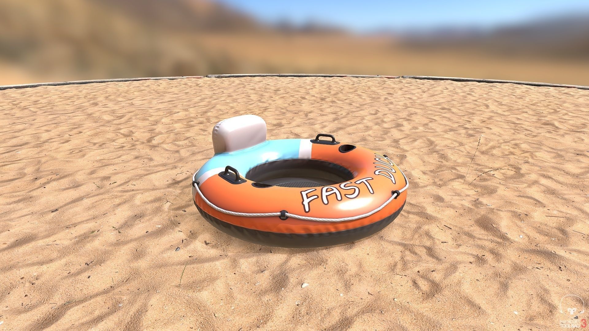 Inflatable Water Wheel  Low-poly 3D model_4