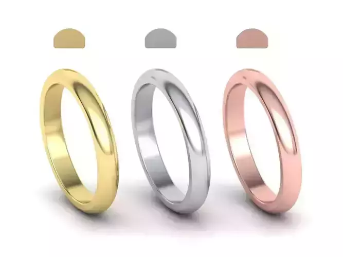Dshaped wedding band 3mm wide  3D print model