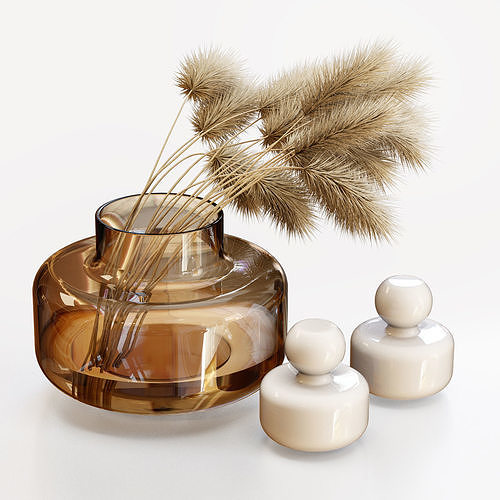 Stylish bouquet with dry spikelets 3D model