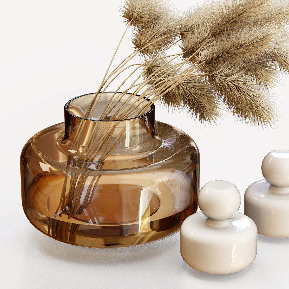 Stylish bouquet with dry spikelets 3D model_2