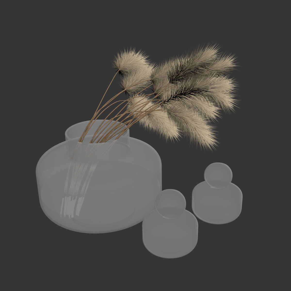 Stylish bouquet with dry spikelets 3D model_3