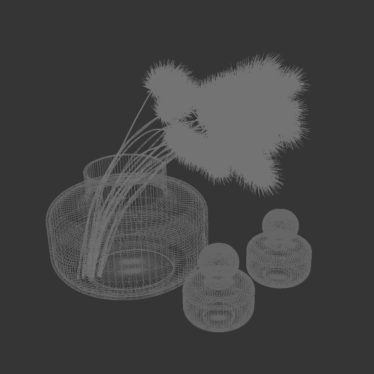 Stylish bouquet with dry spikelets 3D model_4