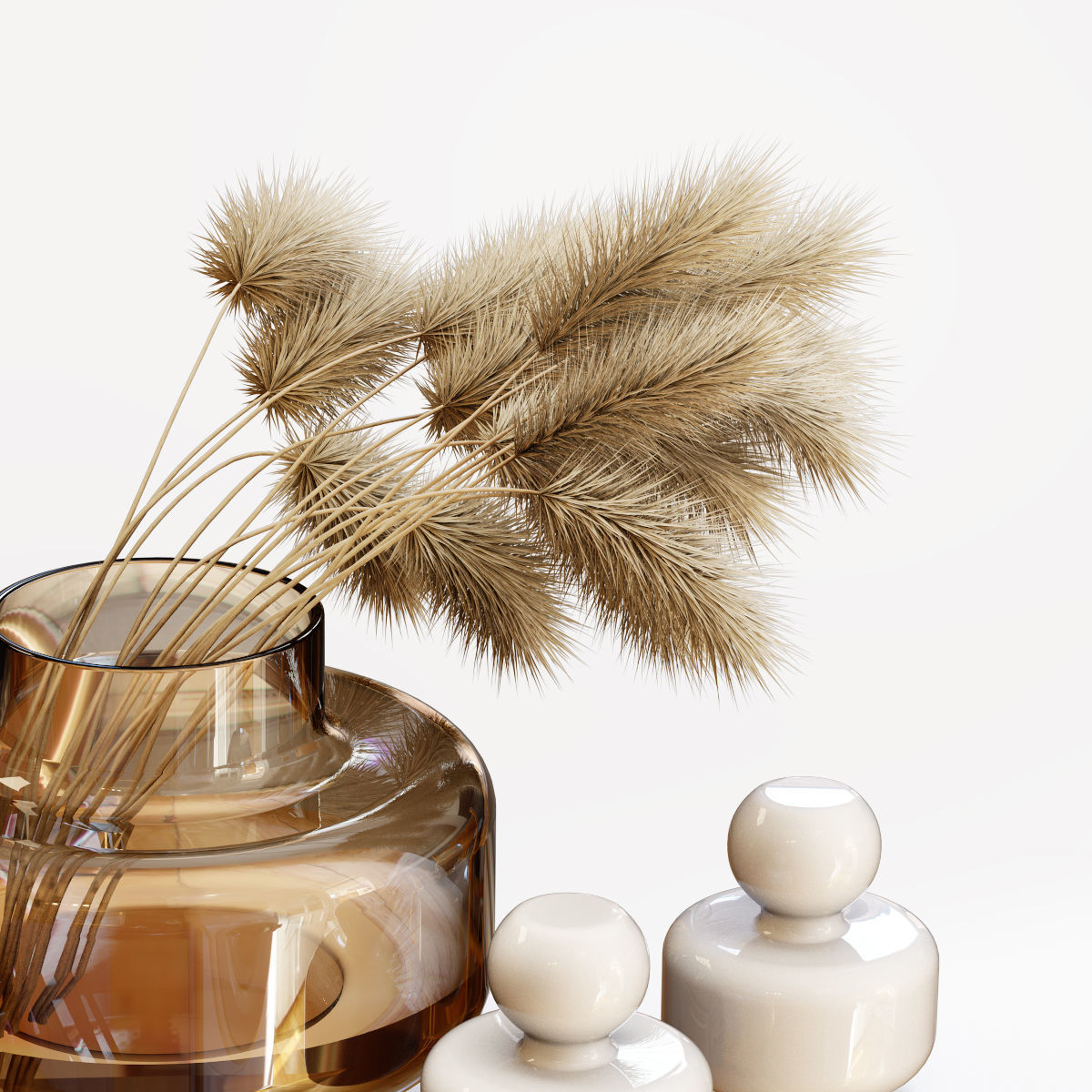 Stylish bouquet with dry spikelets 3D model_1