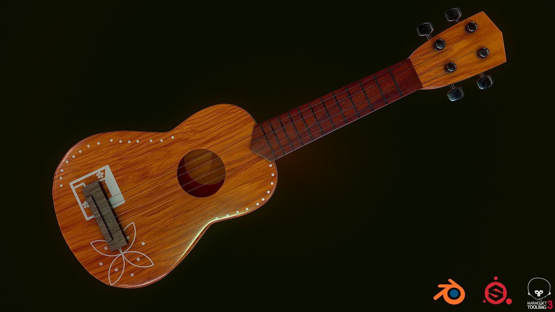 Ukulele wooden 3D model_5