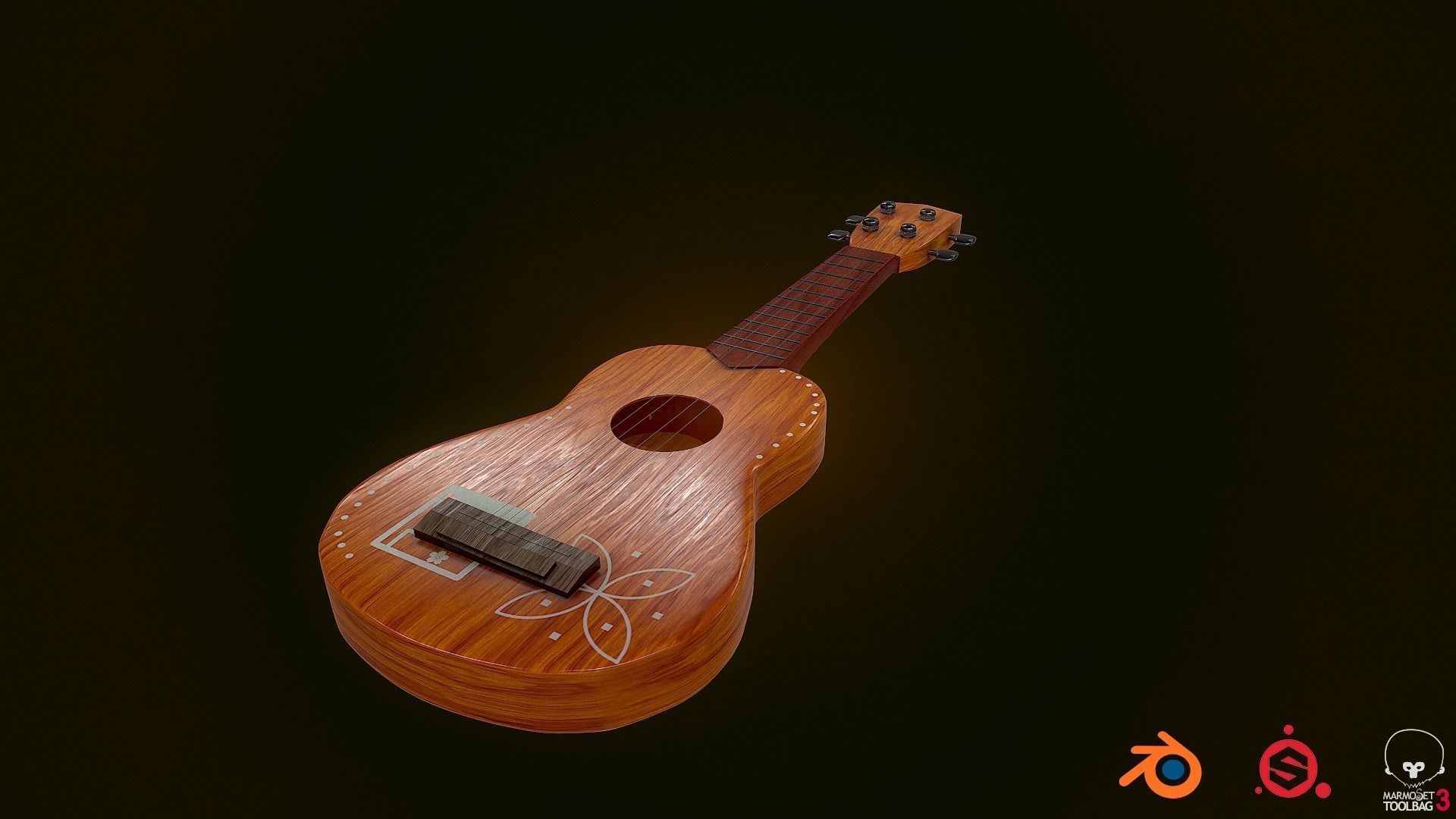 Ukulele wooden 3D model_2