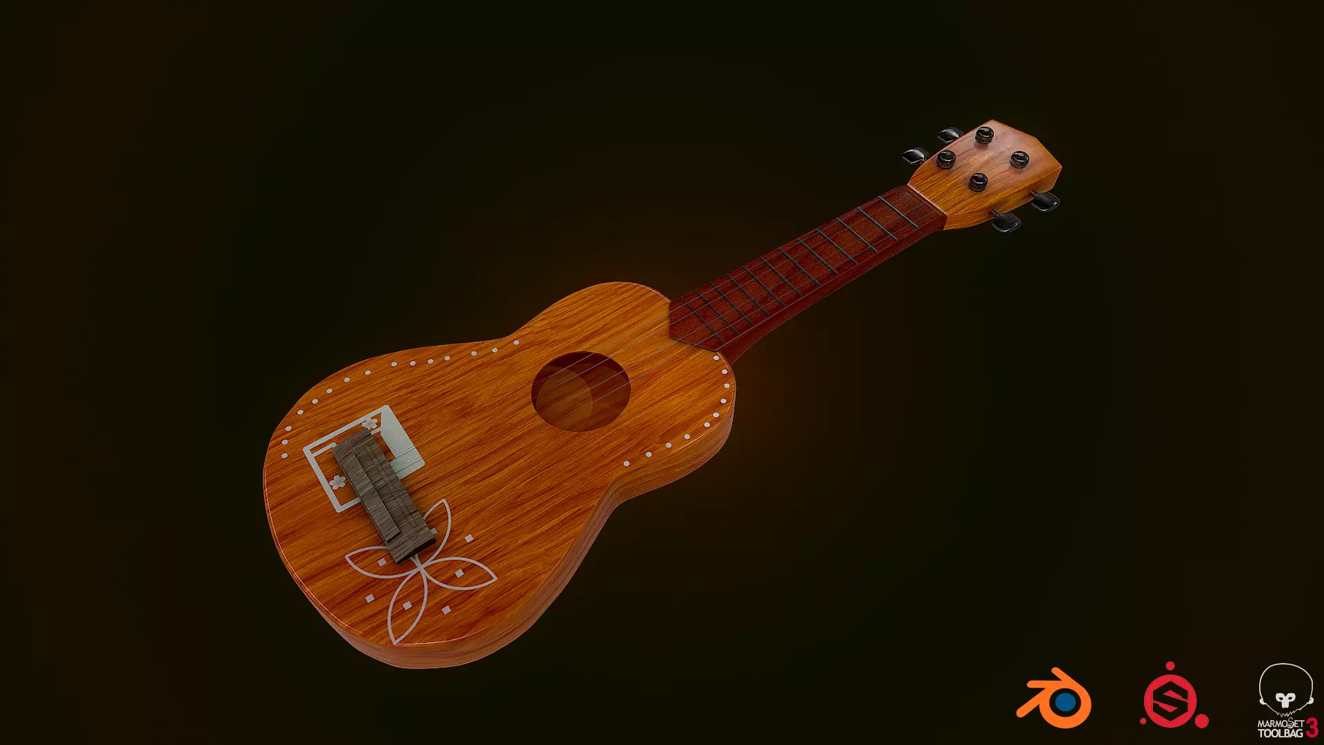Ukulele wooden 3D model_0