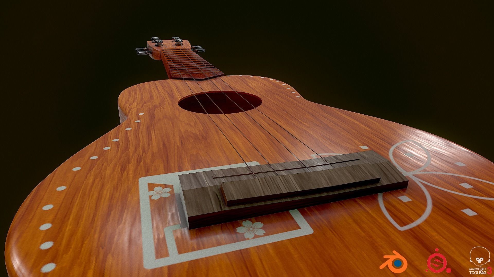 Ukulele wooden 3D model_6