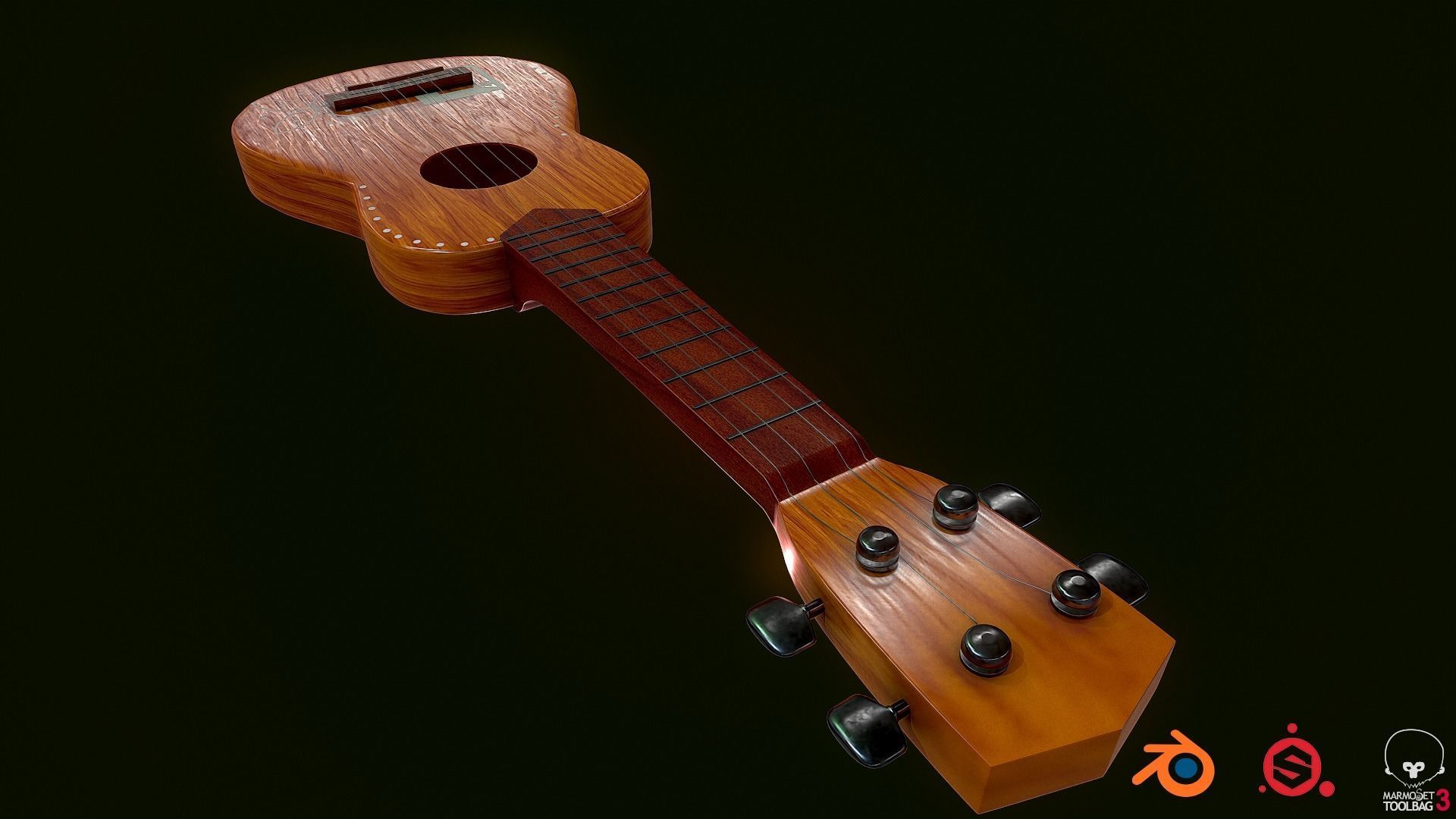 Ukulele wooden 3D model_4