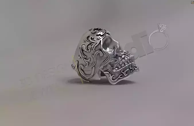 Skull unique design ring 3d model