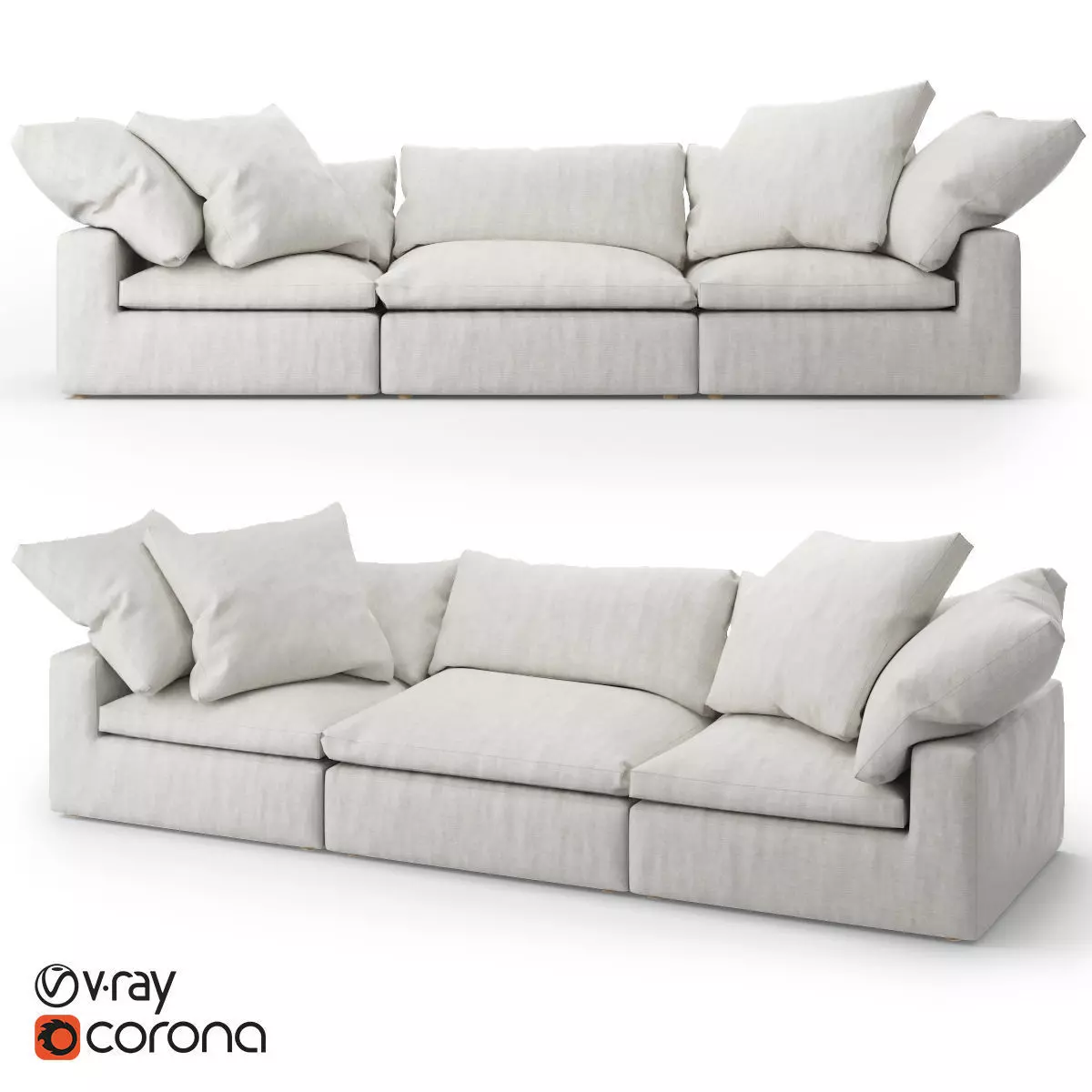 Restoration Hardware Cloud Modular Fabric Sofa 3D model_0