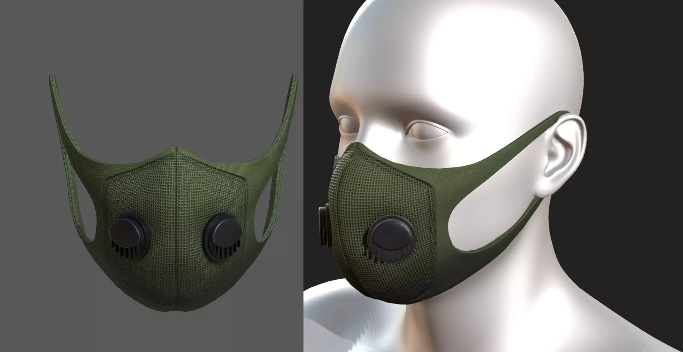 Gas mask protection fabric isolated military combat  Low-poly 3D model_0