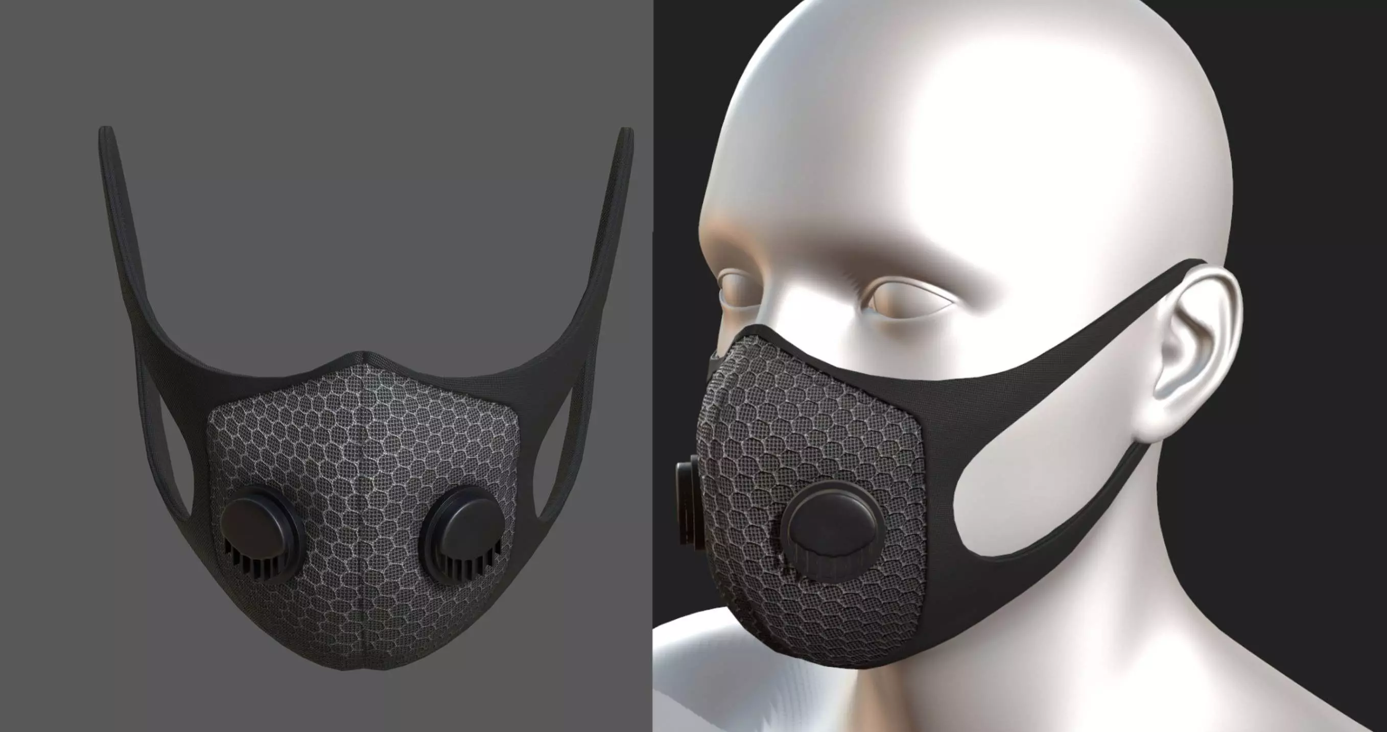 Gas mask 3d model military combat fantasy fabric  Low-poly 3D model_0